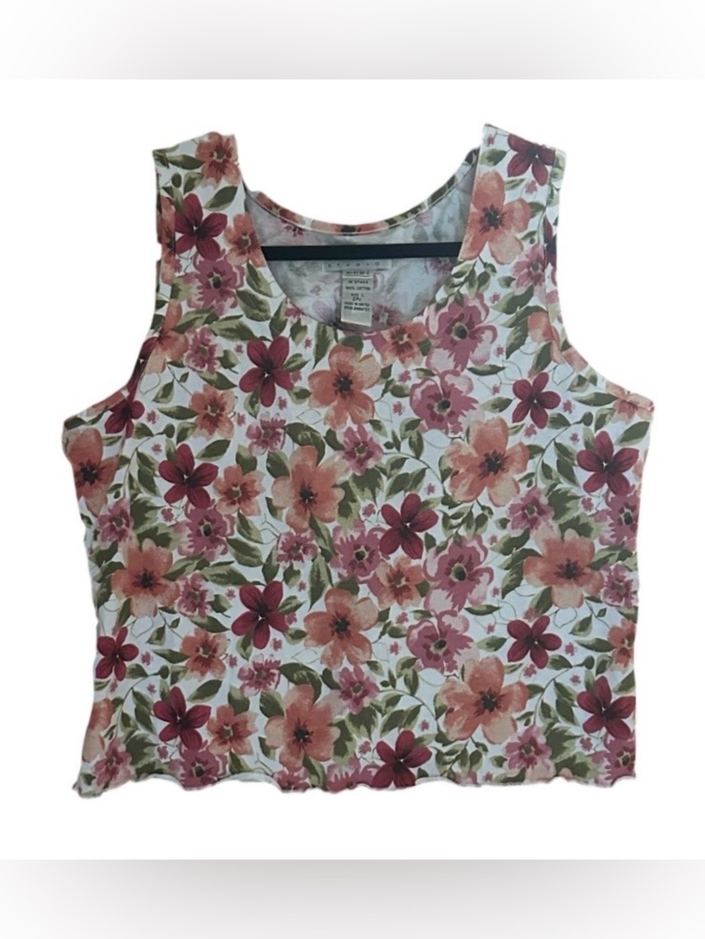 Tribeca Studio Floral Tank Top Women’s Large Cottagecore Y2K 100% Cotton Vintage